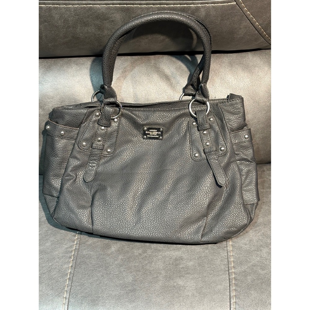 Gianni Versace Couture Black Pebbled Leather Shoulder Bag Studded Tote‎ Handbag